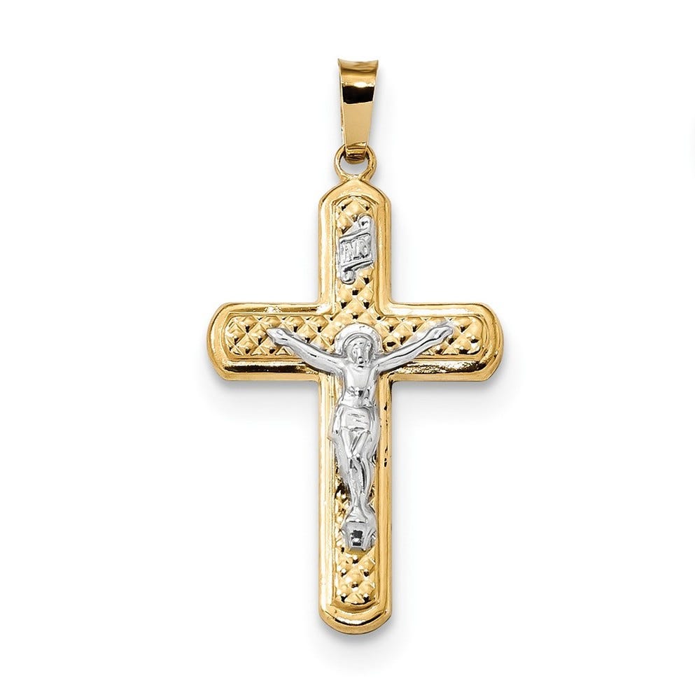 14K Two-Tone Inri Crucifix Pendant