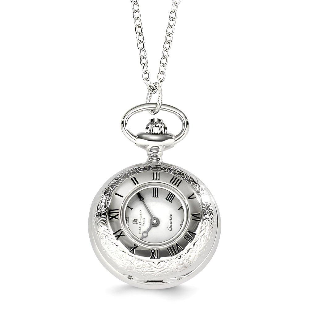 Charles Hubert Women's Chrome Tone Necklace Watch