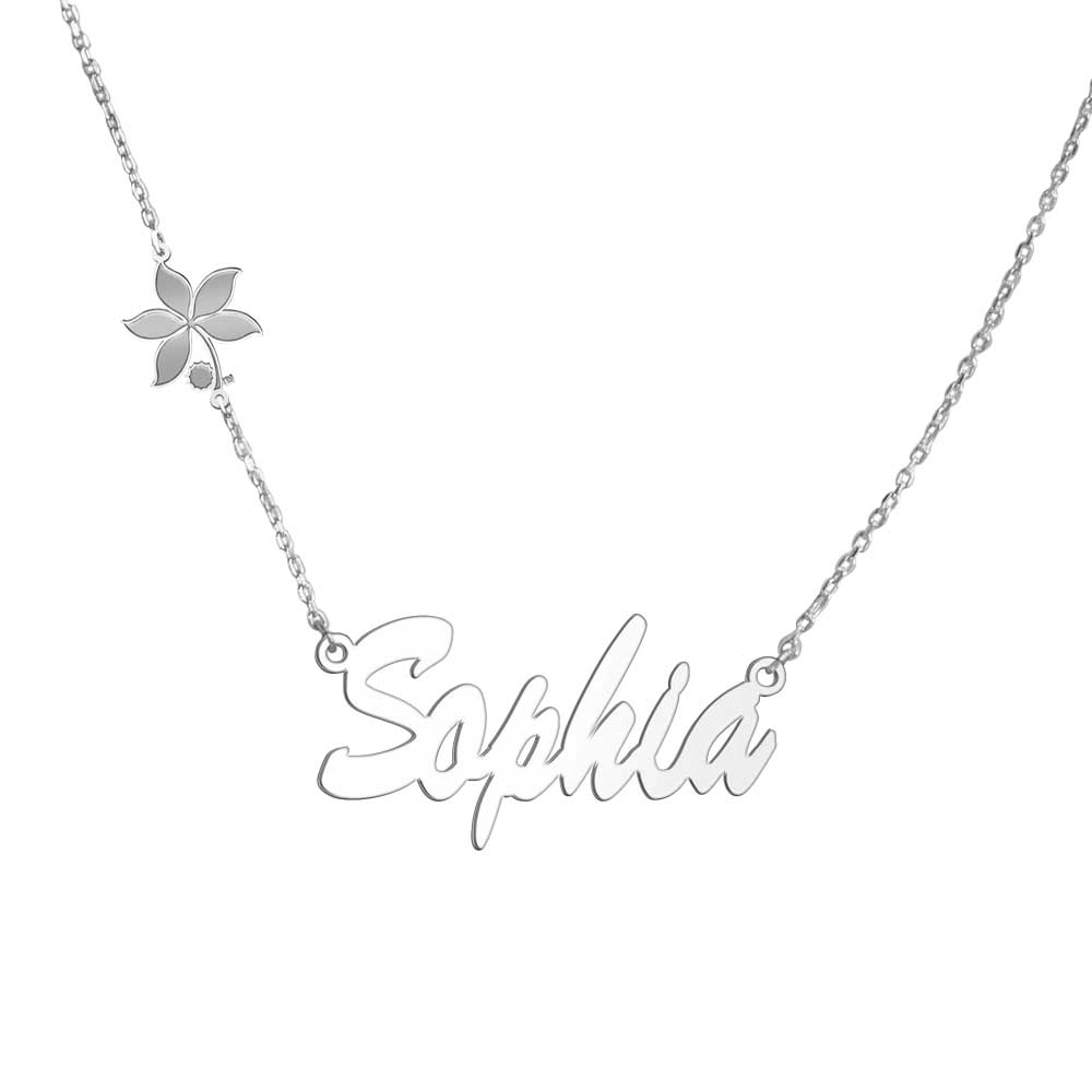 Ohio State University Name Necklace with Buckeye Leaf Charm