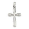 Sterling Silver Polished And Textured Rounded-End Cross Pendant