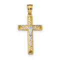 14K Two-Tone Diamond Cut Crucifix Pendant