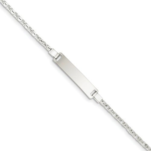 Custom Engraved Sterling Silver Children's Anchor Link ID Bracelet
