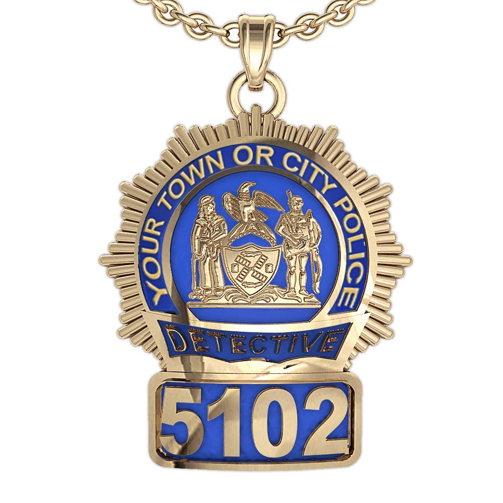 Personalized Police Badge Necklace or Charm - Shape 4