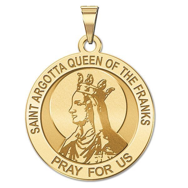 Saint Argotta Queen of the Franks Round Religious Medal