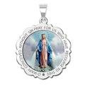Miraculous Medal Scalloped Round "Color"