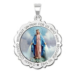 Miraculous Medal Scalloped Round "Color"