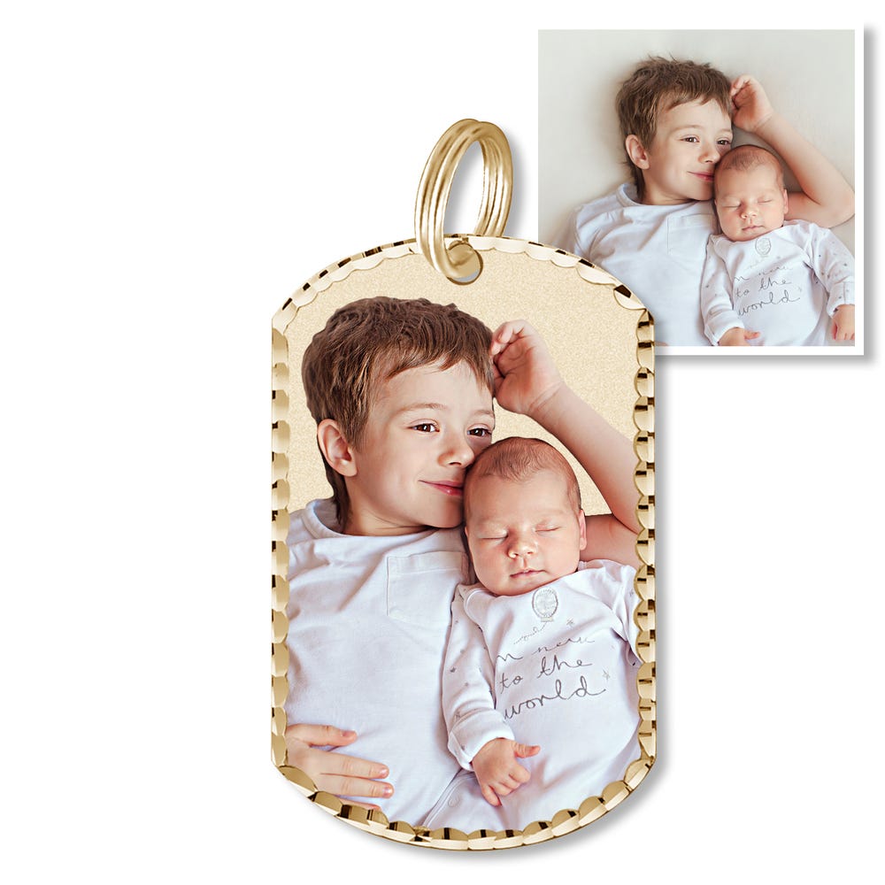Petite Dog Tag Photo Charm for Bracelet