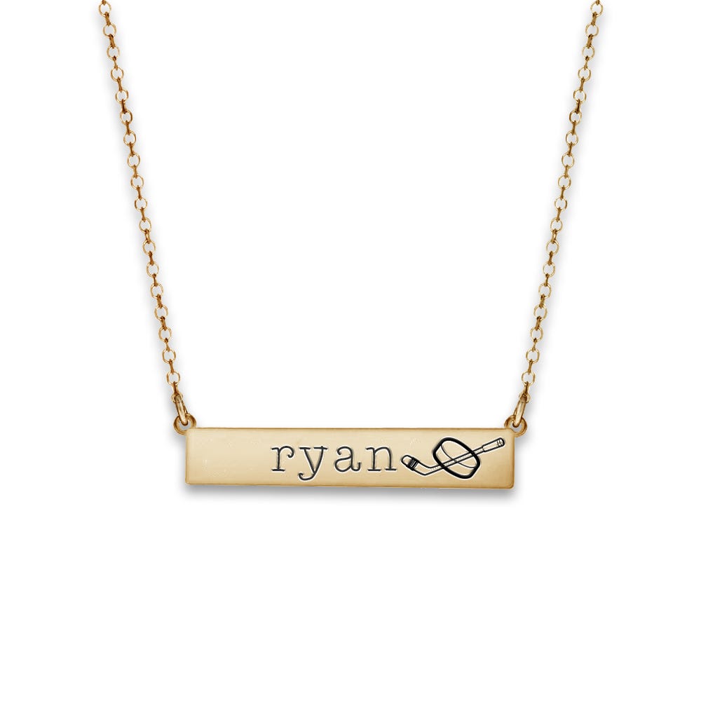 Personalized Horizontal Hockey Name Bar with Adjustable Chain