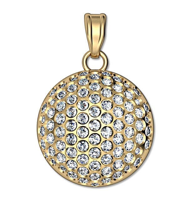 Engravable Diamond Studded Golf Ball Disc Medal