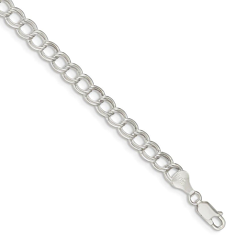 Sterling Silver Double Link Charm Bracelet With Lobster Clasp
