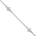 Sterling Silver Polished Butterfly Anklet with 1 Inch Ext.