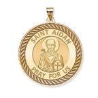 Saint Aidan Round Rope Border Religious Medal