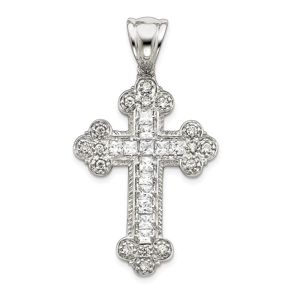 Cz Budded Cross Pendant