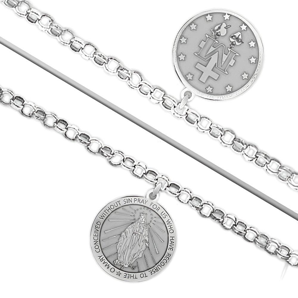 Double Sided Miraculous Medal Religious Anklet