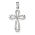 14K White Gold Ribbon Cross Pendant