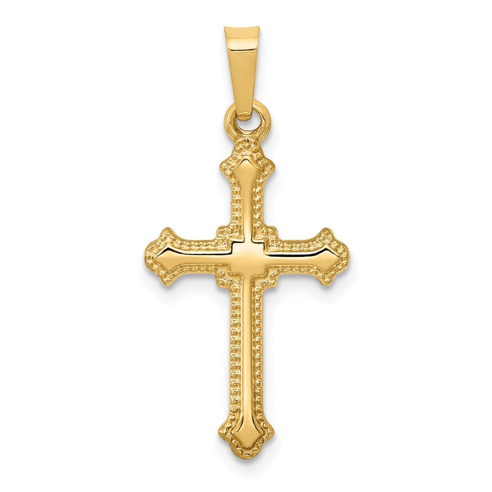 14K Fleur De Lis Cross Pendant
