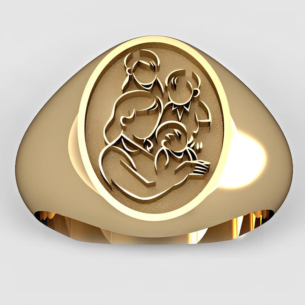 Mother with Three Sons Oval Shaped "Mother's Ring"