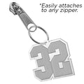 Zipper Pull Number Charm with Custom Numbers