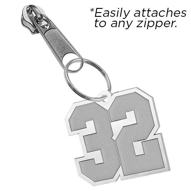Zipper Pull Number Charm with Custom Numbers