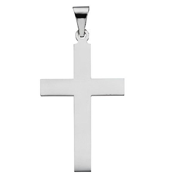 Engravable 14K White Gold Cross Pendant