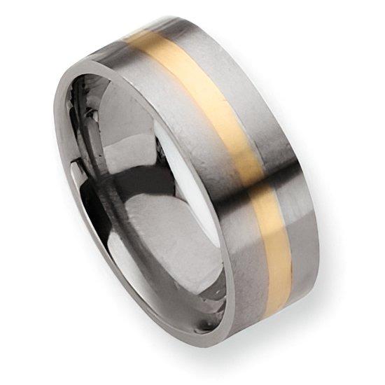 Titanium 14K Gold Inlay Approx. 0.31 Inch Satin Wedding Band