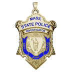 Personalized Massachusetts State Police Badge with Rank, Number & Dept.