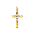 14K Two-Tone Inri Hollow Crucifix Pendant