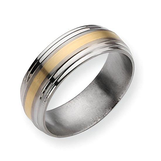 Titanium 14K Gold Inlay Approx. 0.31 Inch Brushed and Polished Wedding Band