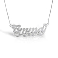 Diamond-Cut Script Name Necklace with CZ