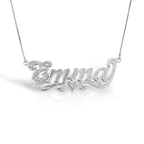 Diamond-Cut Script Name Necklace with CZ