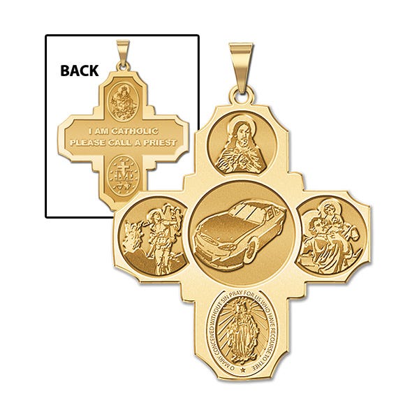 Four Way Cross - Car Racing Religious Medal