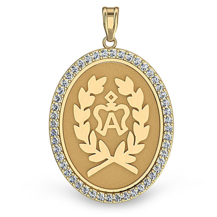 American Warmblood (Full Logo) Diamond Studded Horse Breed Oval Medal