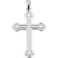 14K White Gold Clover-Tip Cross Pendant