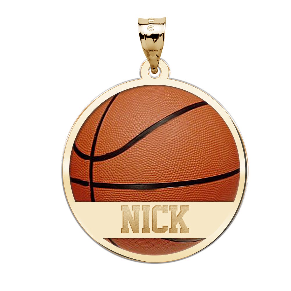 Color Enameled Basketball Pendant with Name