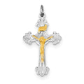 Sterling Silver Rhodium-Plated And Vermeil Inri Crucifix Charm