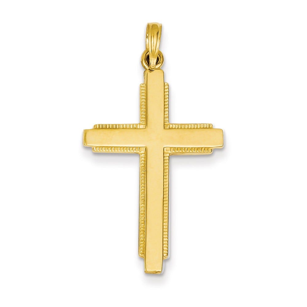 14K Yellow Gold Solid Cross Pendant