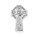 14K White Gold Polished Celtic Cross Chain Slide