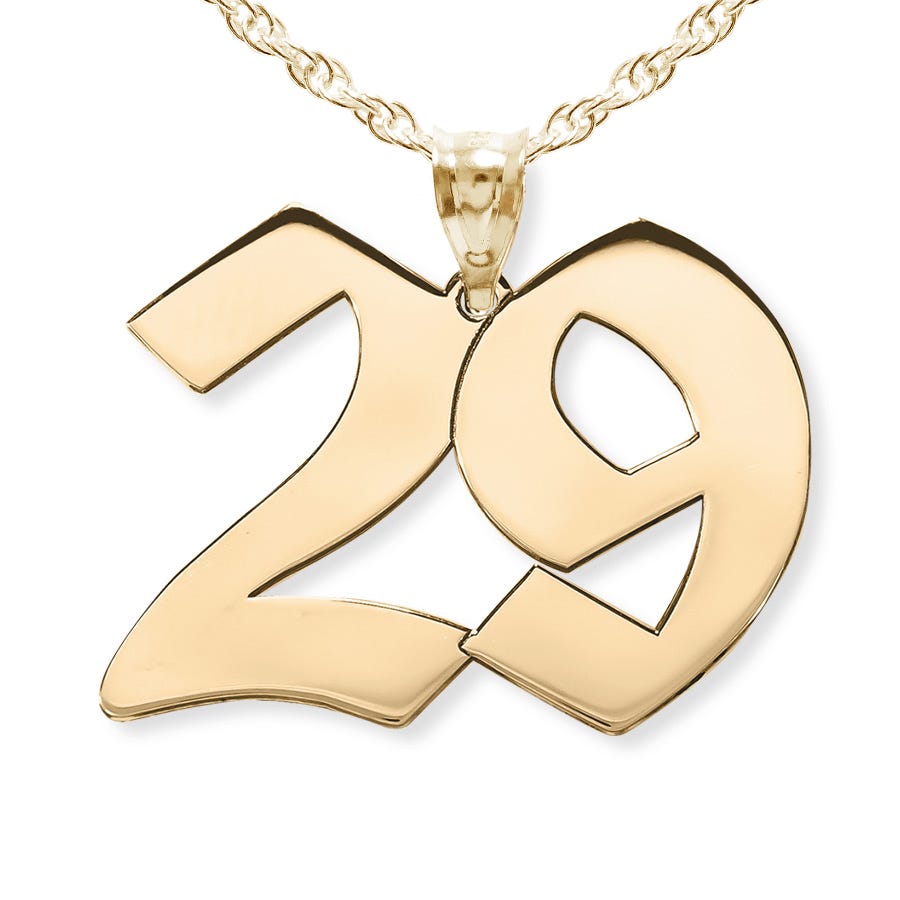 High Polished Number Charm or Pendant with Up to 3 Digits