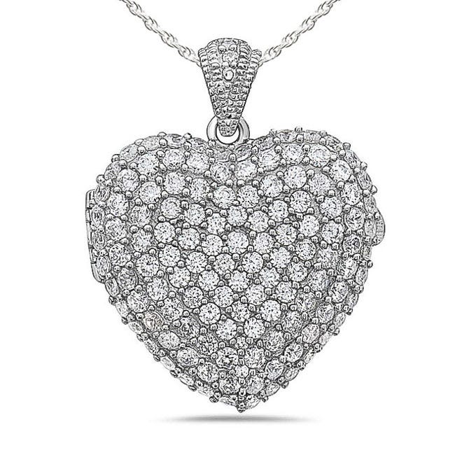 Cubic Zirconia Photo Heart Photo Locket
