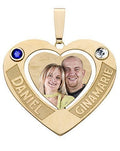Heart Pendant with 2 Names and Birthstones