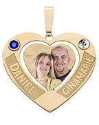 Heart Pendant with 2 Names and Birthstones