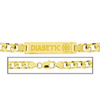 Solid 14K Yellow Gold Men's Curb Link Medical Diabetic ID Bracelet