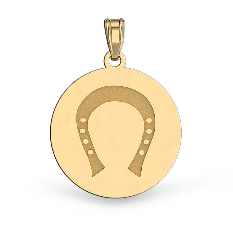 Horseshoe High Polished Round Horse Jewelry Pendant