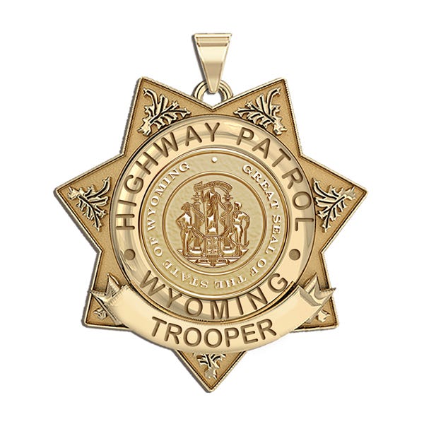 Personalized Wyoming Trooper Badge with Rank, Number and Dept