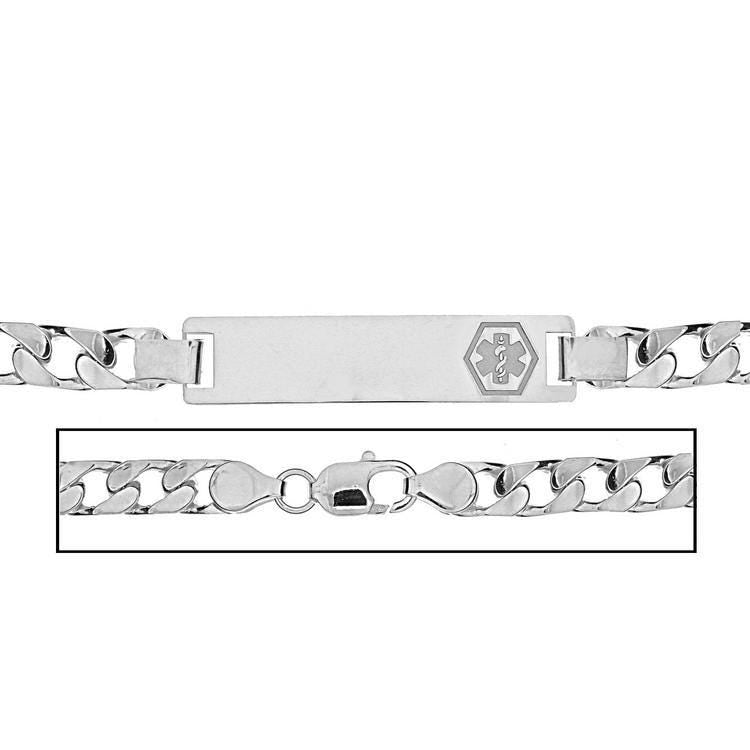 Sterling Silver Men's Curb Link Medical ID Bracelet