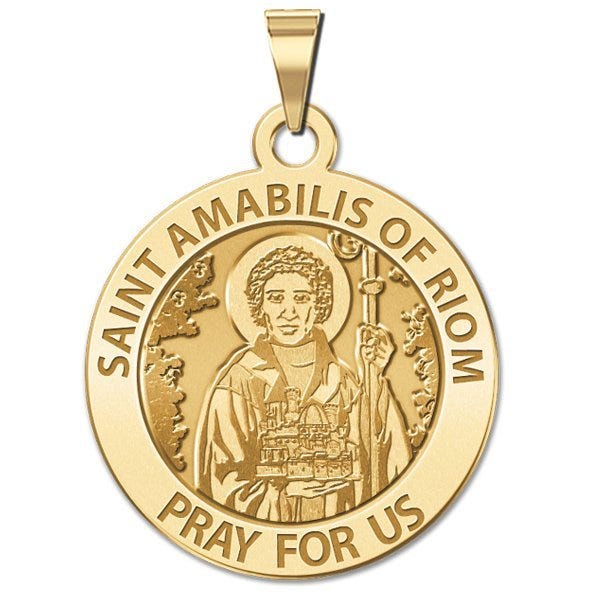 Saint Amabilis of Riom Round Religious Medal (Male)