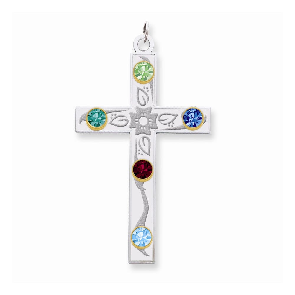 Crystal Family Cross Pendant