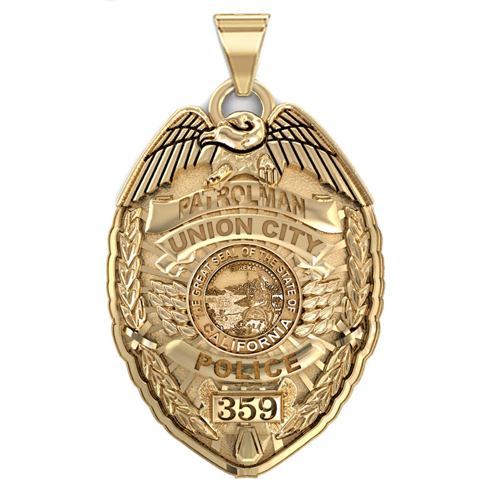 Personalized California Police Badge with Your Rank, Department and Number