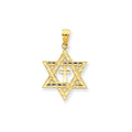 14K Diamond-Cut Star Of David With Cross Pendant