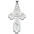 14K White Gold Orthodox Cross Pendant